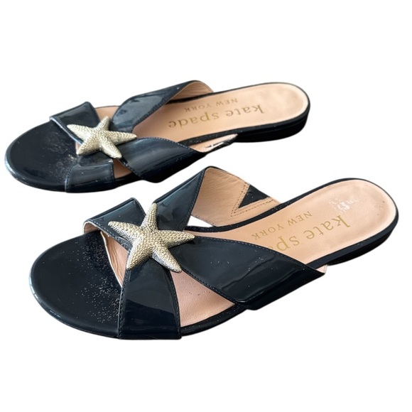 Kate Spade Under The Sea Blazer Blue Silver Starfish Slide Sandals Size 7 - Picture 2 of 11